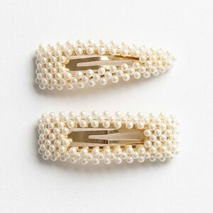 Pearl Beaded Hair Barrettes Set – Coquette Bridal Balletcore Clips Accessory